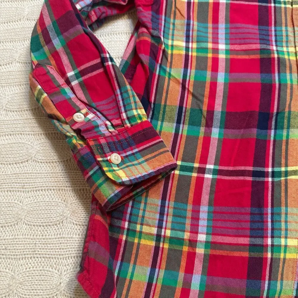 Ralph Lauren Plaid Oxford Shirt sz 6 Button Down Shirt Boys' Madras Plaid